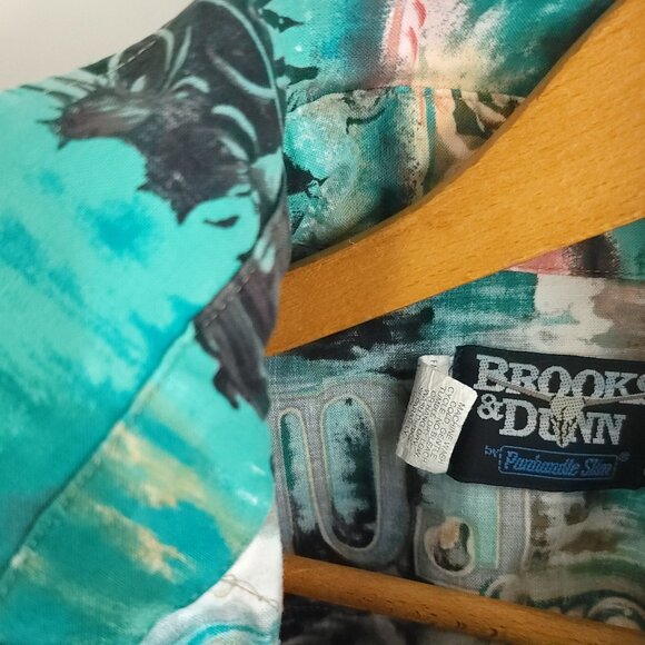 Vtg Brooks Dunn Western Shirt Men's 16 1/2x35 Multicolor Print Panhandle Slim - Picture 10 of 10